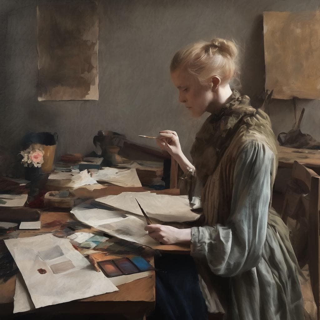 Ζώγραφες καλλιτεχνική σύνθεση ισορροπίας, πιάνο και τέχνη, δημιουργική πράξη ισορροπίας, καλλιτεχνική διαδικασία και δέσμευση.